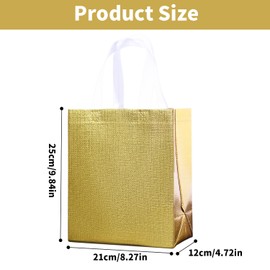 Haokuaile Glossy Gold Gift Bags with Handle 20-Pack,Reusable Non-woven Party Favor Bags with Sturdy Base for Birthday Wedding Easter,8.27x9.84x4.72 Inches (Gold, X-Small)