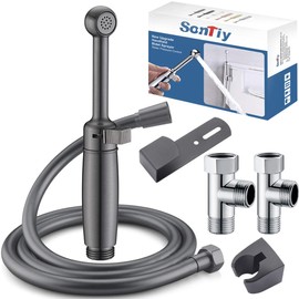 SonTiy Bidet Hand Shower Set, Bathtub Bidet Attachment, Shower Head with Adjustable Pressure & Bracket, Hose, Brass Bidet Fittings, for Toilet, Personal Hygiene