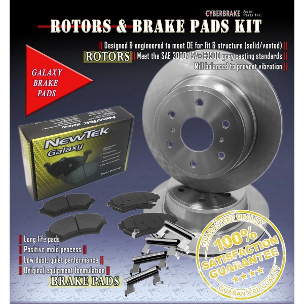 NewTek Automotive DK1291-1 Front Brake Rotors & Ceramic Pads+Hardware Set
