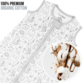 Saco de dormir para bebé de 1.0 TOG, manta de algodón orgánico con cierre bidireccional, saco de dormir para bebé de transición para todas las estaciones, saco de dormir para recién nacidos, niños