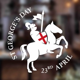 St Georges Day Decorations Window Sticker - St George on Horse Car Window Sticker