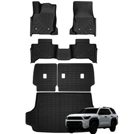 Marretoo Floor Mats for Toyota 4runner 2025 Floor Mats & Cargo Liner with Backrest Mat Full Set All Weather Protection TPE for 6th Gen 4runner Accessories(Non Hybrid EV & i-Force MAX)