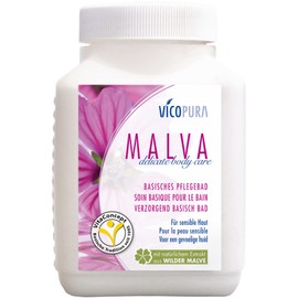 VICOPURA Malva sensitive alkaline bath for dry, flaky, irritated skin, with mallow extract, no fragrances, 600 g