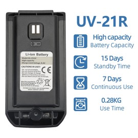 BAOFENG UV-21R Original Li-ion Battery Pack, High Capacity for UV-21R UV-21 PRO GM21 Two Way Radio Walkie Talkies Accessories