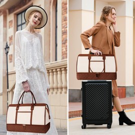 BOLOSTA Weekender Bags for Women with Shoe Compartment & Wet Pocket, Large Carry on Overnight Bags with Toiletry Bag, Personal Item Travel Duffle Tote Bag for Travel, Gym, Business (Brown)