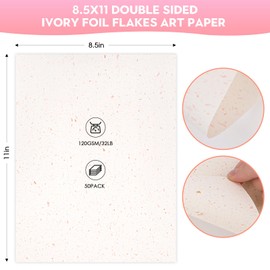 50 Sheets 32 lb Ivory Resume Paper for Printing 120 gsm Gold Foil Flakes Decoative Paper 8.5x11 Aesthetic Stationery Paper,Great for Certificate,Menus,Invitations,Letters