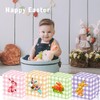 L7HWDP 12Pcs Easter Treat Boxes Plaid Cardboard Box with Rabbit