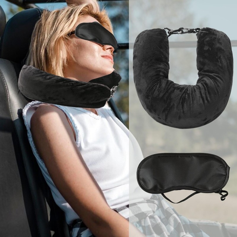 1 Travel Pillow, 2 Sleeping Masks, Aeroplane Pillow, Portable Neck