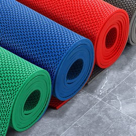 Drainage Non Slip Floor Mats Wet Area Commercial Mesh Rubber Flooring Mat Garage Pools Restaurant Bathroom Patio Outdoor Indoor Drain Splash Rug Mat,Blue,1.2×5M/4×16.4FT