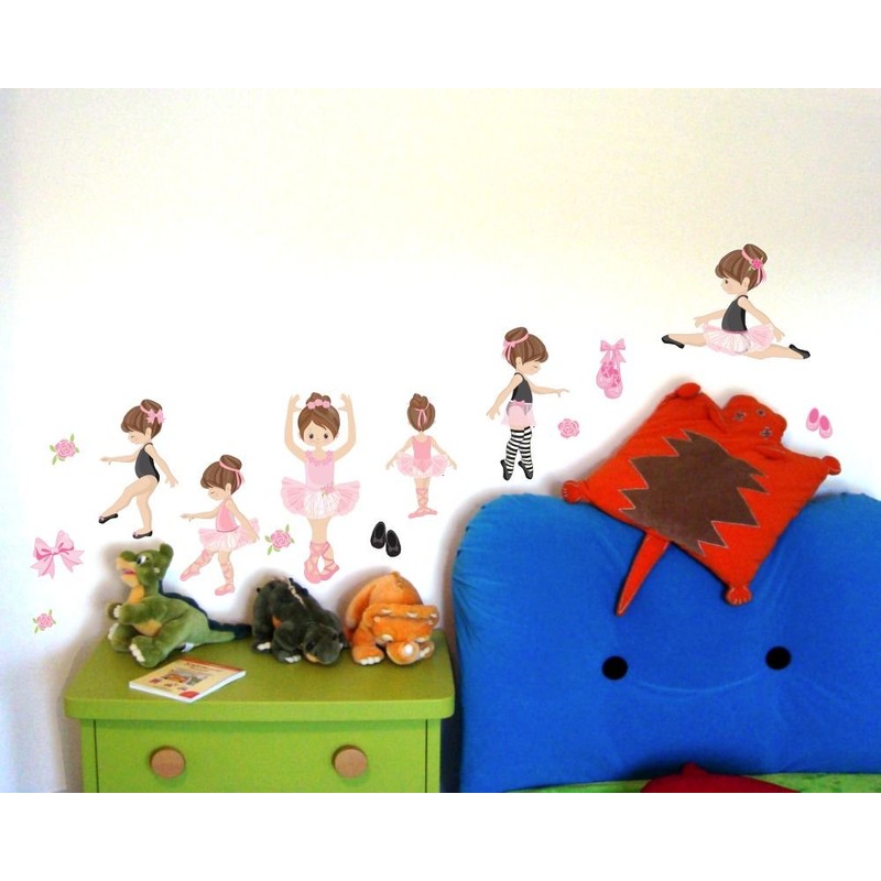 Samunshi® 14-Piece Pink Ballerina Girl Wall Sticker Set Pink Nursery