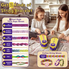 Friendship Bracelet Making Kit for Girls - DIY Bracelets Maker Art and Craft Kits for Kids - Jewelry String braiding Set Toys for Age 6 7 8 9 10 11 12 Year Old Girl Christmas Birthday Gifts - Yellow