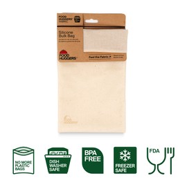 Food Huggers Reusable Produce Bag for Bulk Food & Grocery | Soft Touch Silicone Fabric | Mess Free Dishwasher Safe, BPA Free | Tall Bulk Style (Large) 1pc