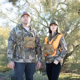 Boundless Performance Binocular Harness Chest Pack - Our Bino harness case is great for hunting, hiking, and shooting - Binoc straps secure your binoculars - holds rangefinders, bullets, gear - Coyote