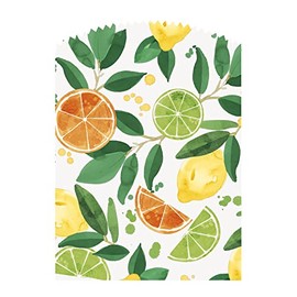 Multicolor Paper Treat Bags With Stickers (Pack Of 6) - 7" x 5" x 2" | Vibrant Citrus Fruit Design, Perfect for Parties, Events, Celebrations, Gifts, & Surprises