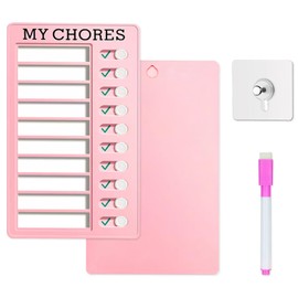 Erasable Chore Chart for Kids with Markers and Wall Hook,Sliding Daily Routine Chores Chart for Kids and Adults(1Pcs Pink)