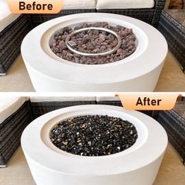 10 lbs Fire Glass, 1/2 Inch Black Reflective Fire Glass for Propane Fire Pit, Fire Pit Glass Rocks Safe for Fireplace, Table and Landscaping