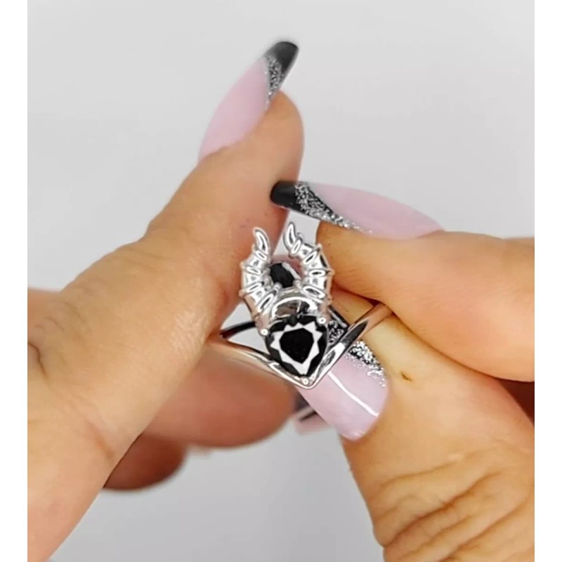 Dtup Anillo Compromiso Maléfica Oro Blanco Plata .925 Negro Dtup®