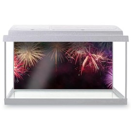 Aquarium Fish Tank Background 90x45 cm - Pretty Fireworks Display Fire Static Cling Vinyl Vivarium Terrarium External Application #51786