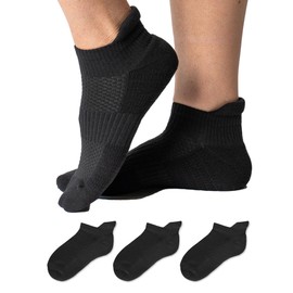 Viasox Ankle Compression Socks for Women & Men 3 Pack, 14 mmHg Support Improves Circulation, Extra Cushioned (Black, M/L)