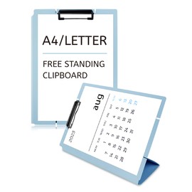 GAUENEEN Free Standing Clipboard and Desktop Stand with Adjustable Buckles Easel Back - Foldable Stand and Document Holder for School, Office and Business Use (9.37 x 12.6 inches) (Blue)