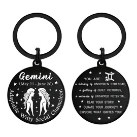 Tangvo Gemini Zodiac Gifts for Women Men - Gemini Birthday Keychain - Gemini Zodiac Sign Presents