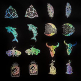 Gold Holographic Sticker Set of 100 Har Transparent Stickers Magic Constellation Vintage Daily Planner Stickers for Scrapbook, Junk Bullet Journals, Decor for Children and Adults