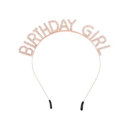 VASANA Geburtstagsmädchen Kronen GeburtstagsSchärpe Bling Strass Haarband Prinzessin Tiara Geburtstag Party Dekorationen Zubehör für Frauen Mädchen (Roségold)