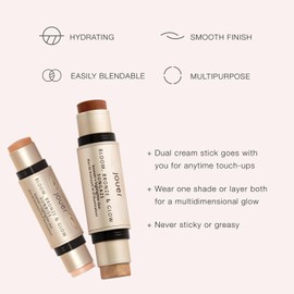 Jouer Bronceador Bloom, Bronze & Glow + Resaltador En Barra - Barra de Maquillaje Contorno Crema - Fórmula Hidratante de Aceite y Escualeno de Rosa Mosqueta, Mirada de Sol