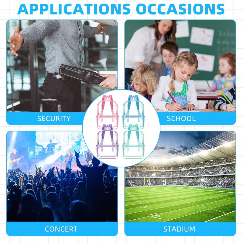 Amylove Clear Black Backpacks Bulk 15" PVC Transparent Backpack Large