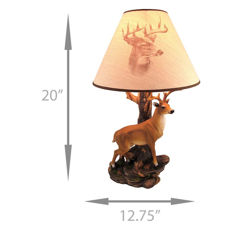 Zeckos `Champion` 12 Point Buck Table Lamp with Deer Printed