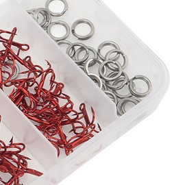 CHICIRIS Fishing Treble Hook Kit Concise Lightweight Good Permeability Triple Barbed with Pond Storage Box (Red)
