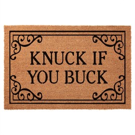Funny Coir Doormat Knuck If You Buck Front Door Pation Decor Mat Entryway Outdoor Mat with Heavy Duty Front Porch Welcome Mats Entry Natural Coir Brown Mat House Warming Gift Mat 23.7 x 15.7 inch
