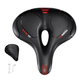 YOUNGDO Bike Seat, Comfortable Soft Wide Bicycle Saddle, Breathable Gel Cushion, Suitable for MTB, Mountain, Road, Folding, Spinning & Exercise Bikes