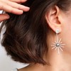 Large Solid 925 Sterling Silver Starburst Earrings Handmade Jewellery for