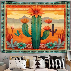 RichIdeas 80x60 Inches Desert Landscape Tapestry Cactus Anime Tapestries Wall Hanging Decor RITADJ715