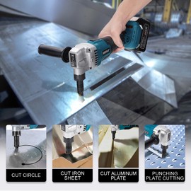 Cordless Metal Nibbler 18V with Two Batteries and Charger, Brushless Electric Metal Nibbler Adjustable Speed for Cutting Metal Iron