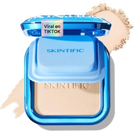 SKINTIFIC Base de Maquillaje en Polvo, Base en Polvo Compacta de Cobertura total Ultra Cover, Matifica y Controla Brillo por 16 h, Minimiza la apariencia de poros, Iguala el tono (01 Vanilla)