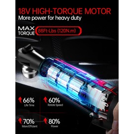 3/8 Inch Cordless Ratchet Wrench, for Milwaukee M18 Battery, 88Ft-Lbs, 0-400RPM, Electric Ratchet Wrench Set with Variable Speed Trigger, Reinforced Head, R&F Switch, 7 Sockets, 3/8" to 1/4" Adapter