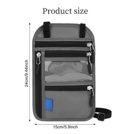 Marjoramy Neck pouch with RFID protection, anti-theft unisex travel purse, passport bag, waterproof travel purse, travel security bag with adjustable neck strap for cash cards, darkgray, M, Classic