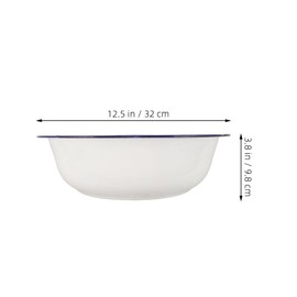 Large Mixing Bowl Enamel Basin 32cm Face Washing Sourdough Enamel Bowl White Vintage, 12.59 * 12.59 * 3.85inch