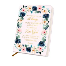 Bible Verse Lined Journal Notebook for Women Men, 200 Pages A5 Hardcover Leather Journals for Writing & Note Taking, Watercolor Floral College Ruled Notebook Diary Notepad, Christian Gifts 2