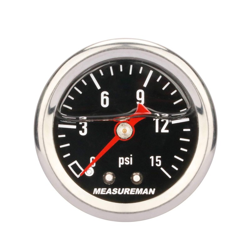 MEASUREMAN 1.5" Black Dial, 304 Stainless Steel case, Liquid Filled