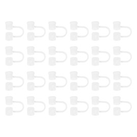 uxcell 24Pcs Straw Cover Cap, White Silicone Straw Tips Cover Fits 7.5-8mm OD Drinking Straws, Reusable Dust-Proof Straw Tips