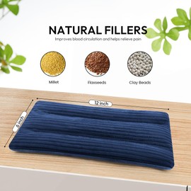 Microwave Heating Pad 6 x 12 Heating Pad Microwave, Microwave Bean Bag Heating Pad for Neck and Shoulders, Moist Heat Pack Pillow Warm Compress for Knee, Joints, Wrist, Abdomen (Dark Blue) - 2 Pack