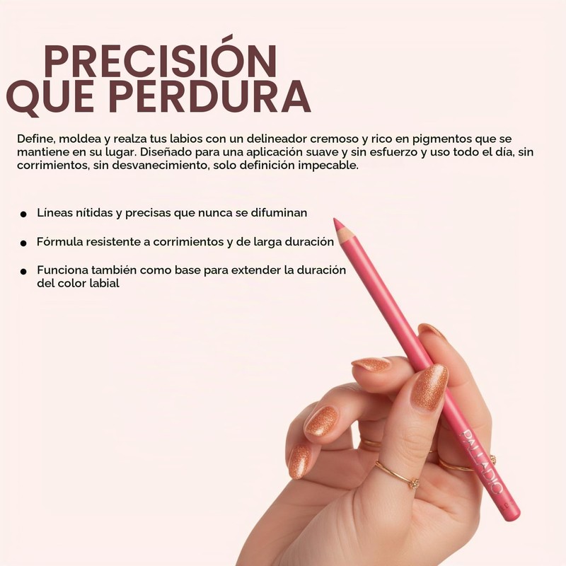 Lápiz delineador de labios Palladio Rose – LL303, 15 tonos