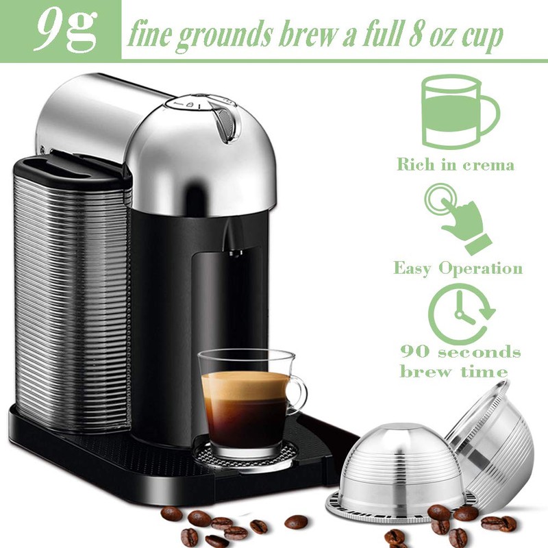 CAPMESSO Coffee Capsule, Reusable Vertuoline Pod Refillable Vertuo Capsules Stainless