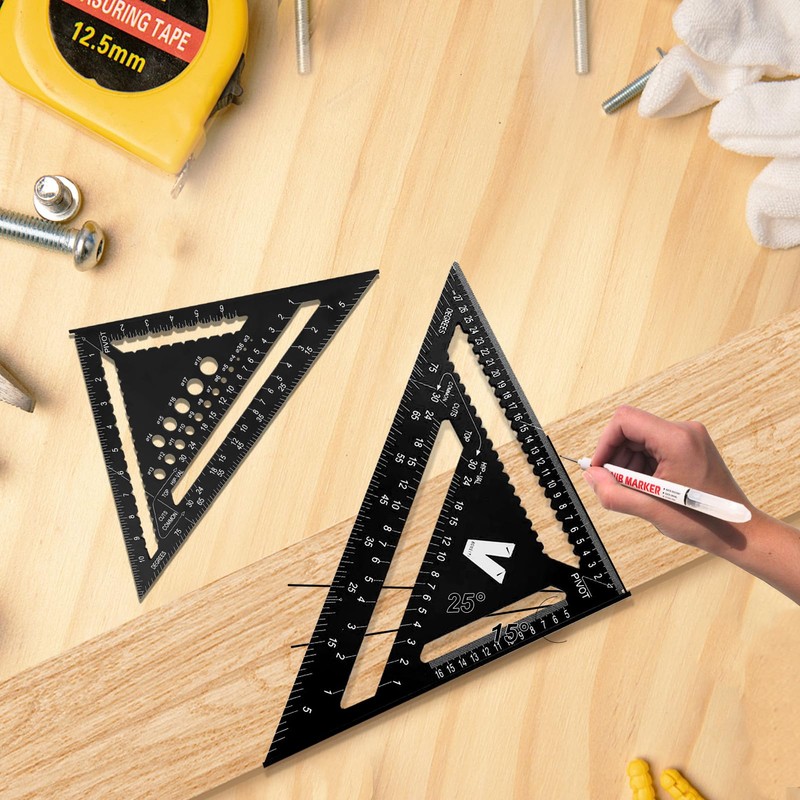 Carpenter's Square Set, 18 cm and 30 cm Triangle Ruler,