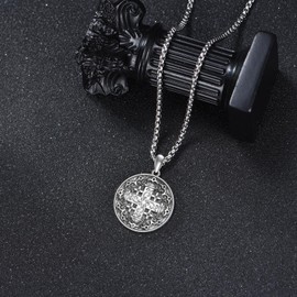 DAYLINLOVE Jerusalem Cross Necklace 925 Sterling Silver Filigree Cross Pendant Necklace Jerusalem Christians Jewelry Gifts for Men Women