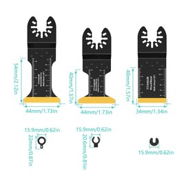 16PCS Oscillating Tool Blades Titanium Multitool Blades Cut Saw Blades Fast Speed Cutting for Wood, Metal, Nails and Hard Material for Dewalt Rockwell Milwaukee Makita Ryobi with 3 Extra Adapters
