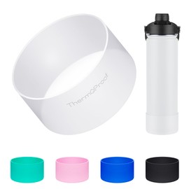 ThermoProof Anti-Slip Protective Silicone Boot for 2.8” to 3” Water Bottles & Tumblers – Flexible, Stretchable, Non-Toxic, Dishwasher-Safe, and Fits Other Brands’ Bottles (Semi-Transparent White, 3")